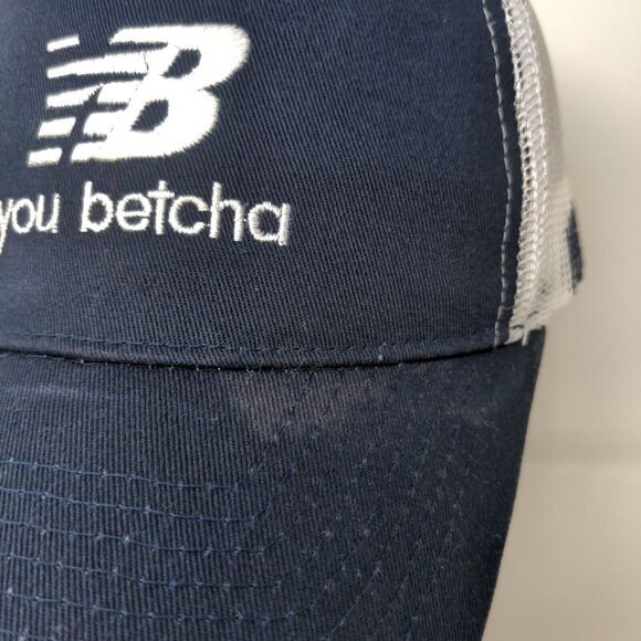 You Betcha Mens Snapback Mesh Back Hat Blue White Adjustable Embroidered Logo - Picture 5 of 12